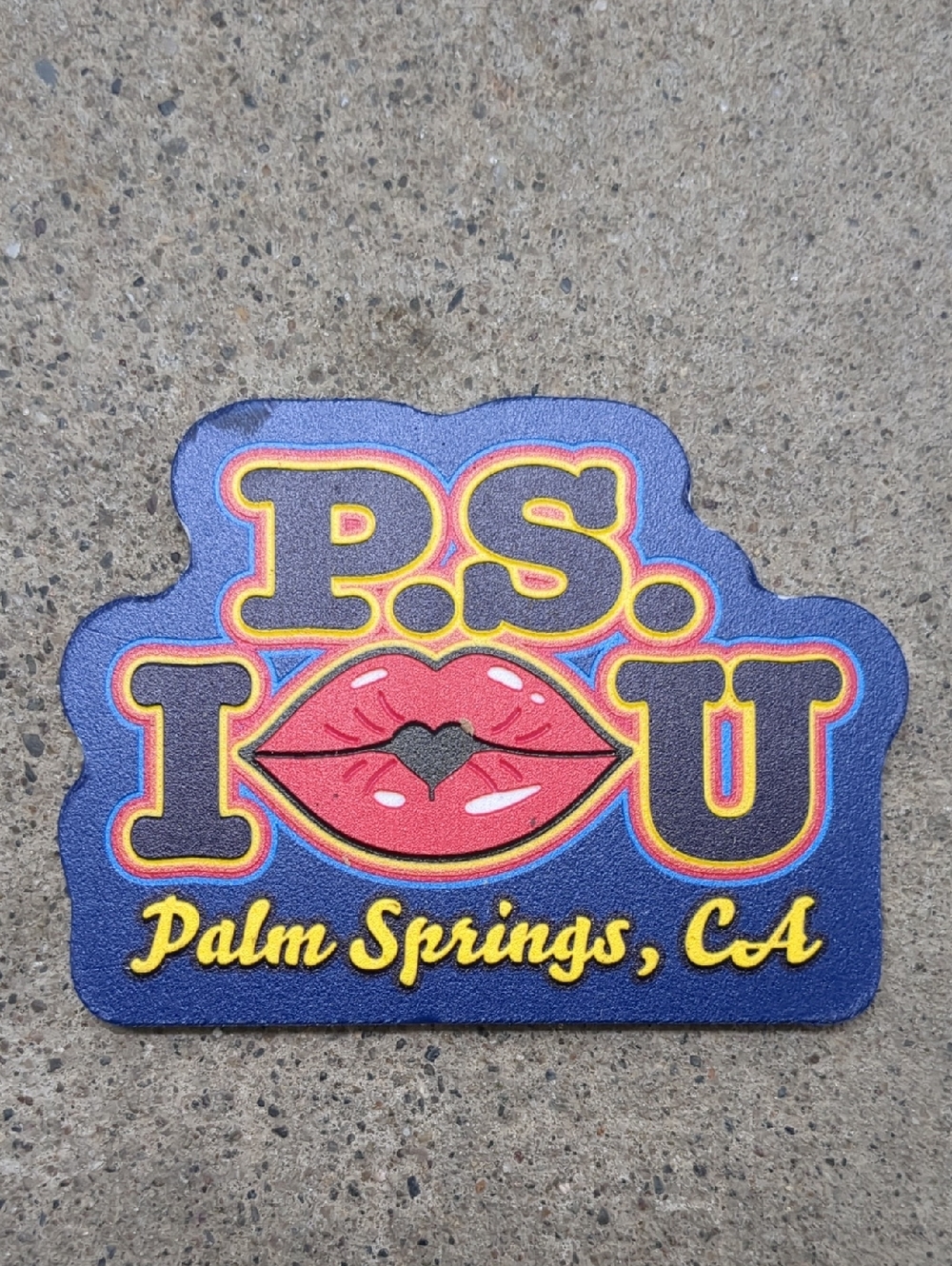 P.S. I ♥ U Palm Springs Magnet — Blue, Pink, Yellow